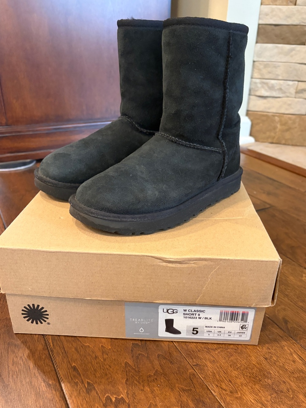 UGG Women’s  Classic Short II Boots in Black Suede